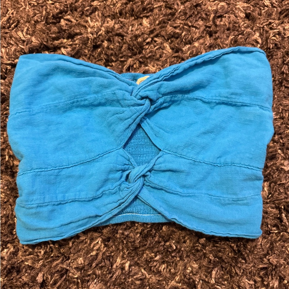 Blue cotton tube top